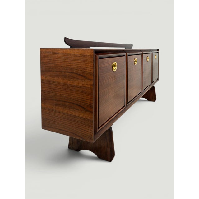 Mid-Century Modern Italian Walnut Sideboard with Brass Medallions by Paolo Buffa, 1950s For Sale - Image 14 of 18