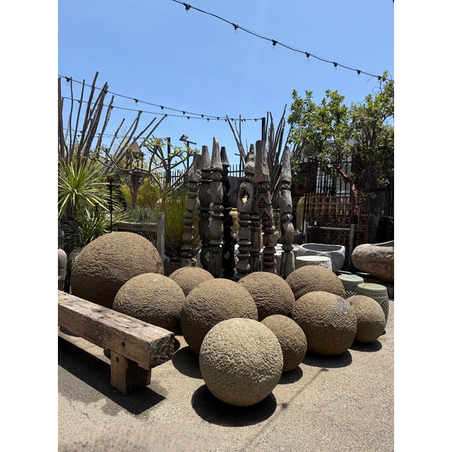 Modern Vintage Rustic Stone Garden Sphere 13" For Sale - Image 3 of 3