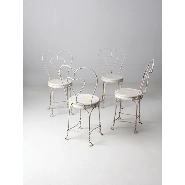 Cream Vintage Ice Cream Parlor Chairs Set of 4 For Sale - Image 8 of 10