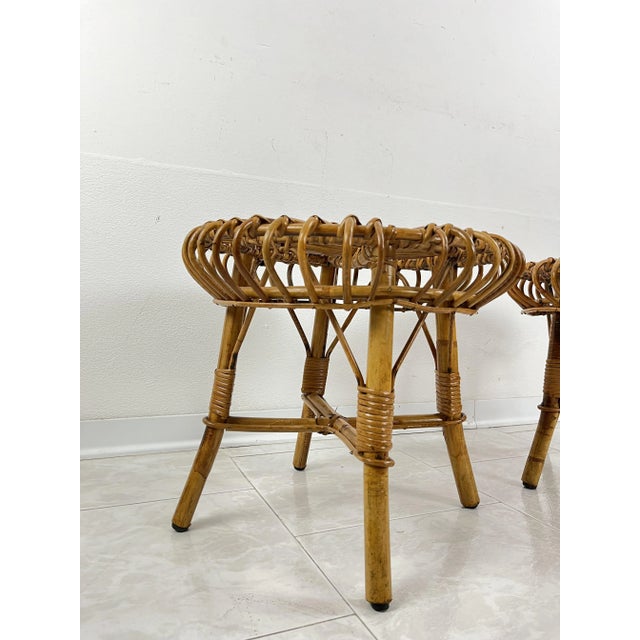 Set of Mid-Century Bamboo Stools in the style of Franco Albini, 1960s For Sale - Image 9 of 11