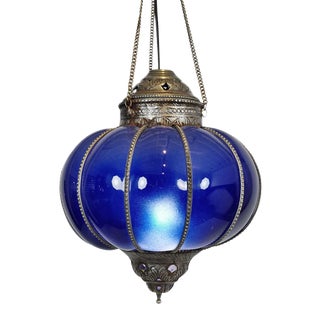 Vintage Blue Pumpkin Lantern For Sale