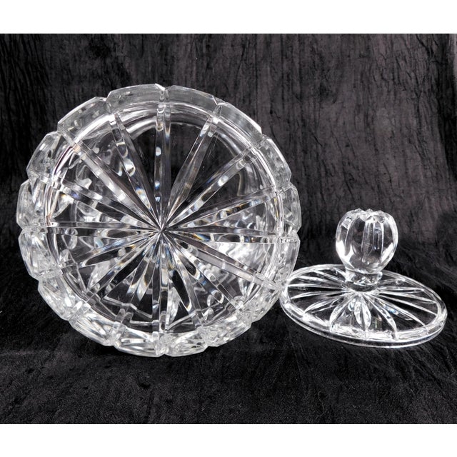1950s 1950s Unmarked Large Cut Crystal Biscuit Jar With Lid For Sale - Image 5 of 5