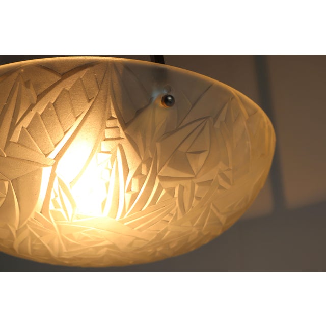 Vintage French Art Deco Geometric Pendant Light by Jean Noverdy, 1930 For Sale - Image 9 of 11