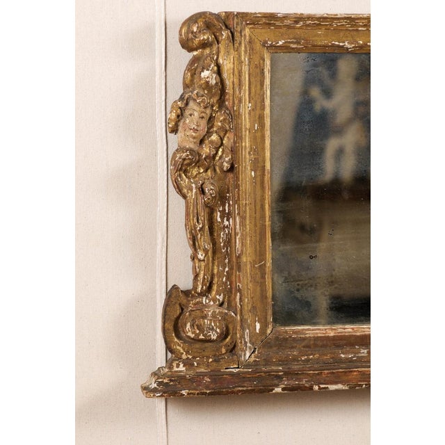 19th Century Italian Antique Hand-Carved Wooden Mirror For Sale - Image 5 of 8