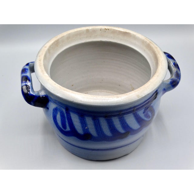 Blue Antique American Salt Glazed Crock For Sale - Image 8 of 8