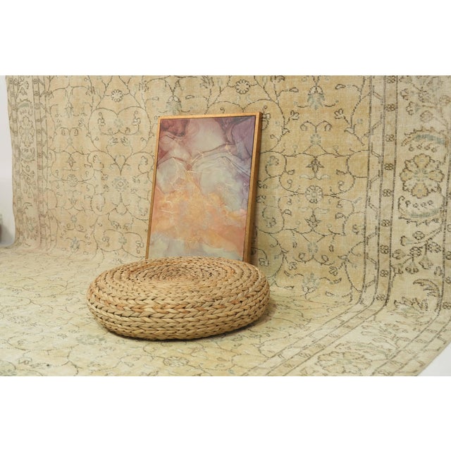 1970s Vintage Turkish Handmade Wool Cotton Beige Area Rug For Sale - Image 4 of 12