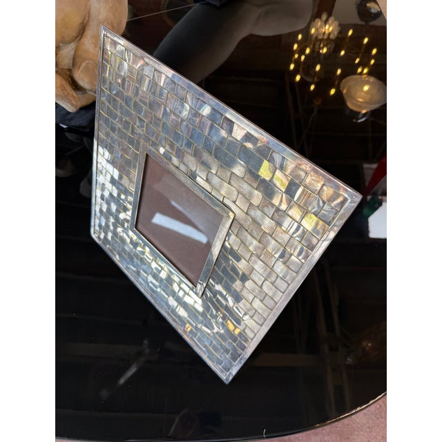 Italian Vintage Italian Hand-Woven Silver Plate Picture Frame, 1970s For Sale - Image 3 of 7