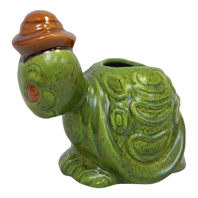 Vintage MCM Haeger Turtle Green Figural Planter For Sale