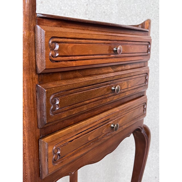 Late 19th Century Louis XV Style French Darkness Oak Nightstands with Claw Finish Legs, A Pair For Sale - Image 11 of 18