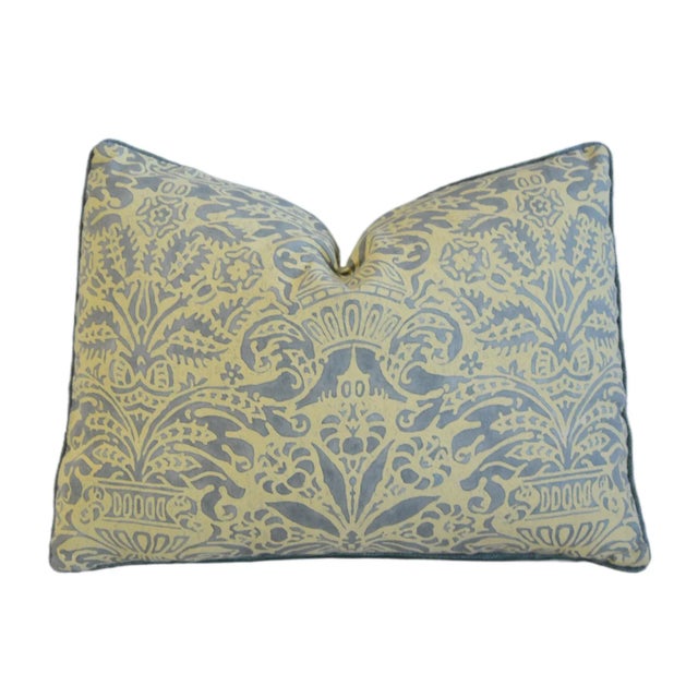 Stunny custom-tailored pillow by Mike Seratt of The Prized Pig in Italian Mariano Fortuny cotton fabric called...