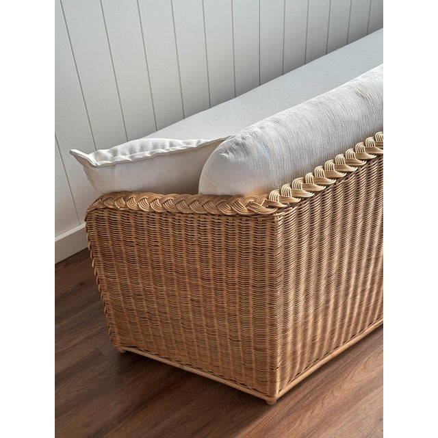 Vintage Brown Jordan Braided Wicker Sofa For Sale - Image 9 of 18