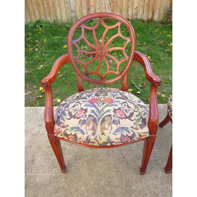 Wood Vintage Hickory Chair Co Mahogany Spider Back Captain's Side Chair Pair For Sale - Image 7 of 16