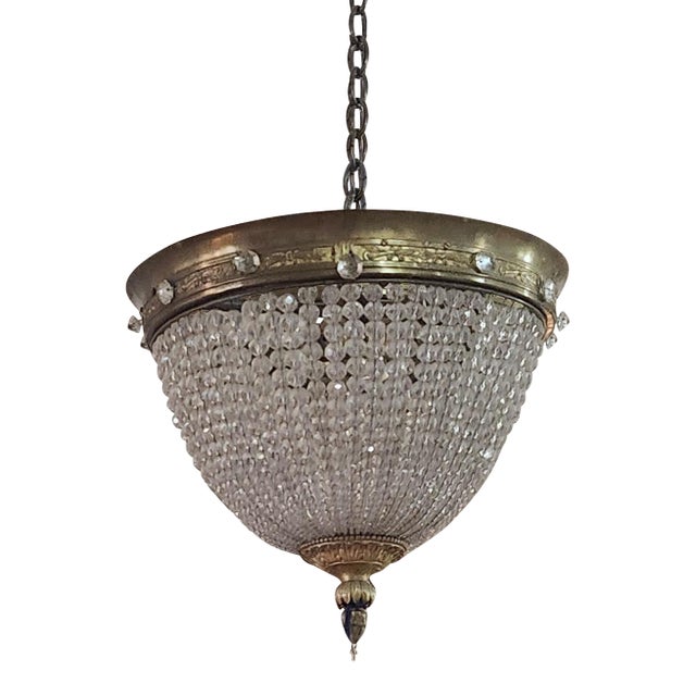 1990s Beaded Empire Dome Flush Mount For Sale