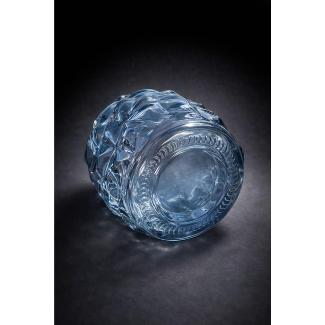 Light blue textured glass vase with diamond-cut pattern—perfect coastal accent that adds cool contrast to warm, neutral...