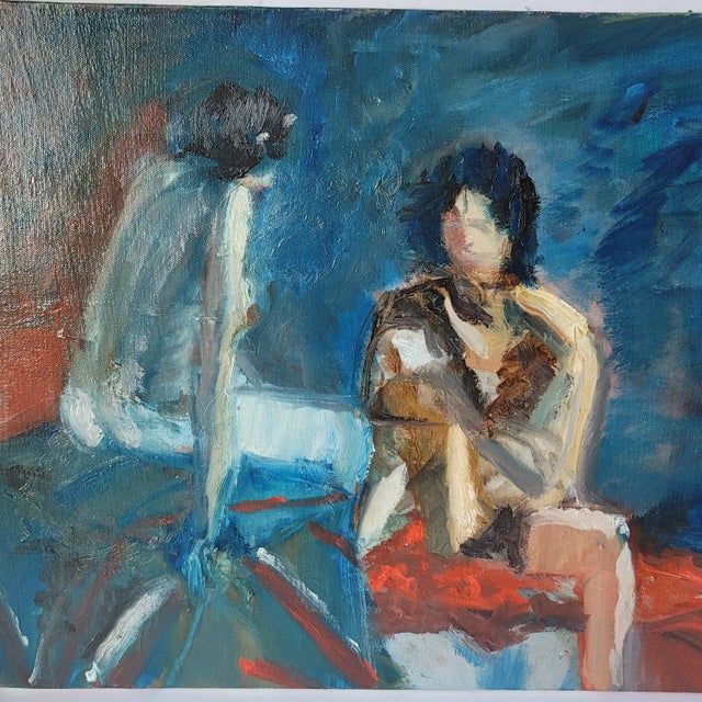 Figurative Male Nude Oil Painting "Warden" by Rosemary Rabut 16x20 Oil on stretched canvas Signed on back Artist: Rosemary...