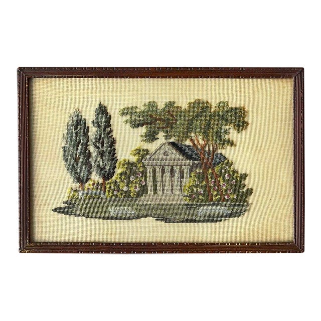 Antique Framed Petit Silk Needlepoint Artwork, Circa Late 19th Century For Sale