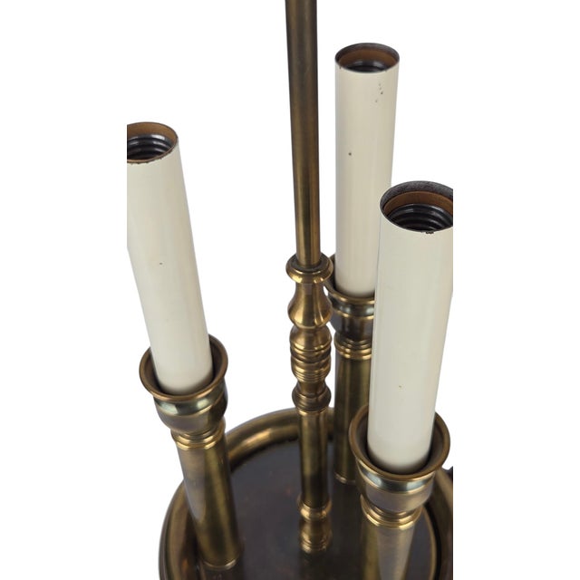 Vintage Brass Bouillotte Lamp With Drum Shade For Sale - Image 12 of 14