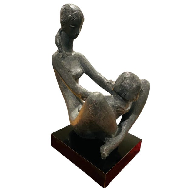Gray 1970’s Kathy Klein Generations Sculpture by Austin Productions of Mother and Child For Sale - Image 8 of 12
