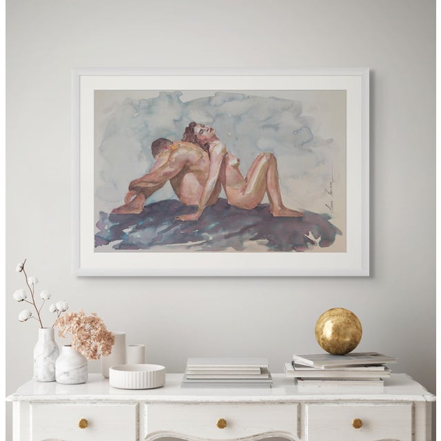 “Trust” Original Impressionistic Nude Figure Watercolor on Paper Painting Art by Anna Novick For Sale - Image 9 of 9