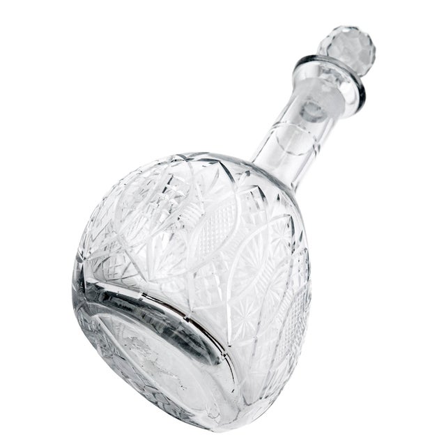 White Mid 20th Century Cut Crystal Decanters- Set of 2 For Sale - Image 8 of 12