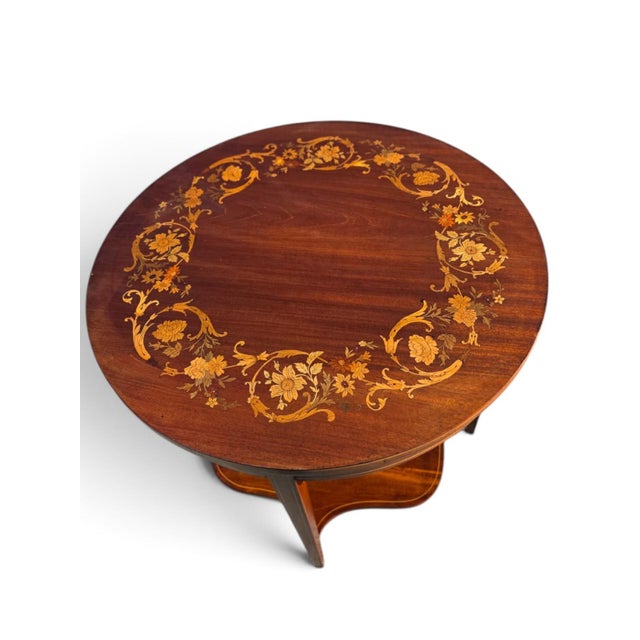 Brown 19th Century English Sheraton Mahogany Marquetary Center Table. For Sale - Image 8 of 15