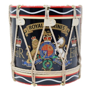 Vintage English Royal Marines Eiir Regimental Drum Ice Bucket For Sale