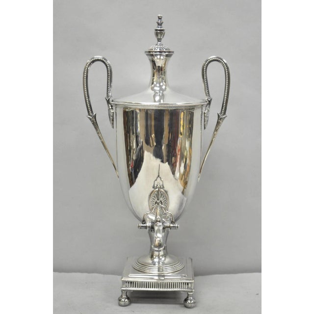 Antique English Regency Silver Plated Twin Handle Award Trophy Cup Urn Coffee Beverage Samovar. Circa Early 20th Century....