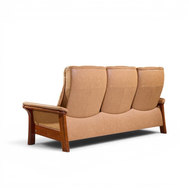 Mid 20th Century Ekornes Stressless Mid Century Buckingham Leather Reclining Sofa For Sale - Image 5 of 10