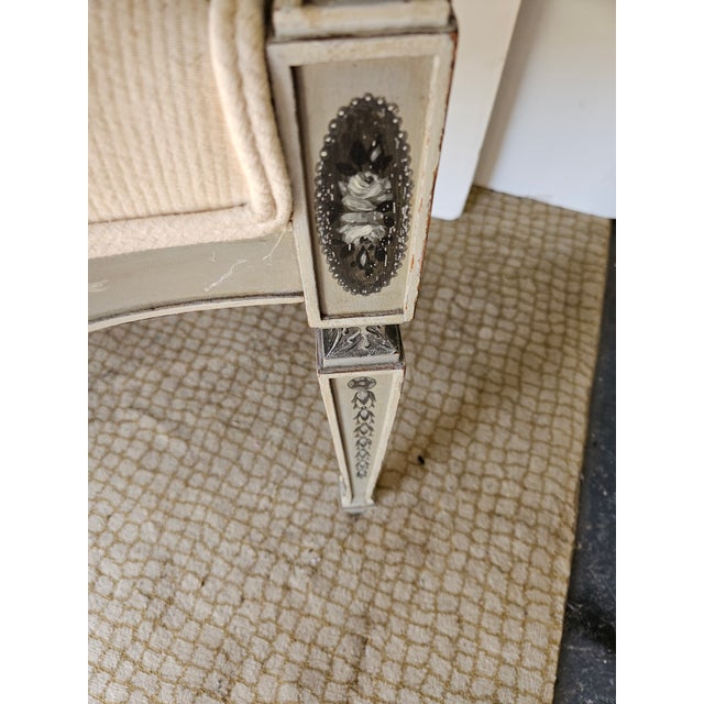 1940s Hand Painted and Decorated Shield Back Open Armchair For Sale - Image 5 of 9