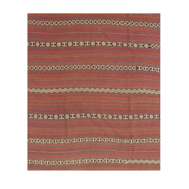 Mid-Century Modern 1950s Vintage Mid-Century Rustic Chic Geometric Turkish Kilim Flatweave Wool Rug For Sale - Image 3 of 4