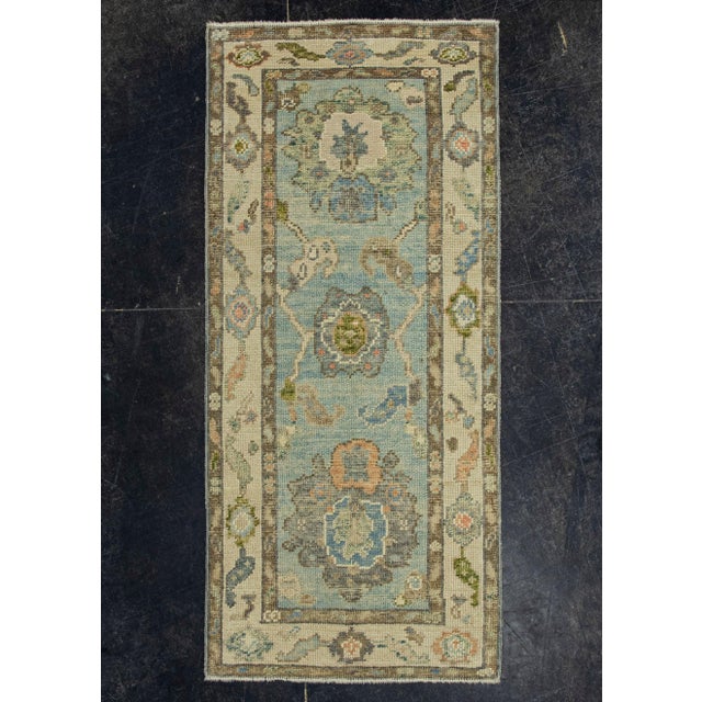 Blue Turkish Oushak Rug 2'2"x 4'10" #20110 For Sale - Image 8 of 8