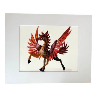 Pegasus: Limited Edition Print of Oaxacan Alebrije Wood Carving in 16x20 Mat For Sale