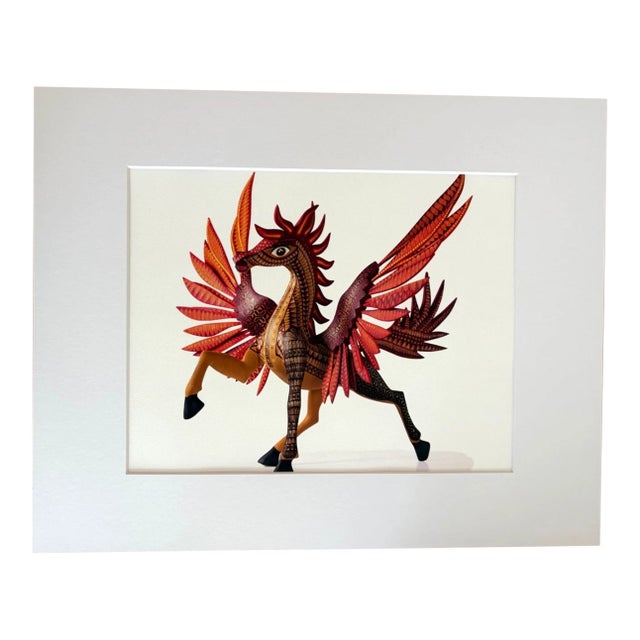 Pegasus: Limited Edition Print of Oaxacan Alebrije Wood Carving in 16x20 Mat For Sale