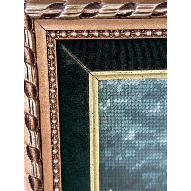 1970’s Chinoiserie Regency Needlepoint Peacock Framed Wall Hanging