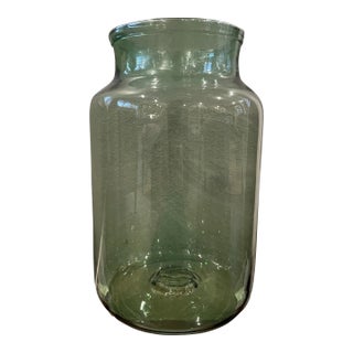 Large Antique Blown Tinted Glass Hurricane Jar For Sale