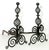 Antique French wrought iron andirons having double birdcage design balusters on scrollwork supports. Circa:1900.