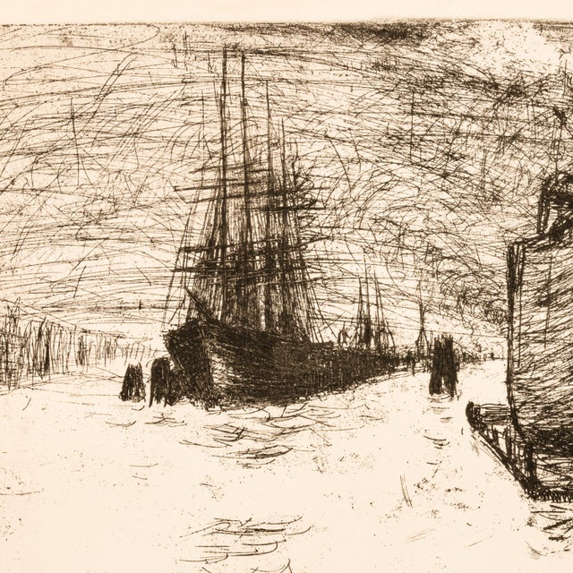 Printmaking Materials Important German Expressionist Etching Hamburg, Reiherstiegdock by Emil Nolde 1910, Framed For Sale - Image 7 of 11