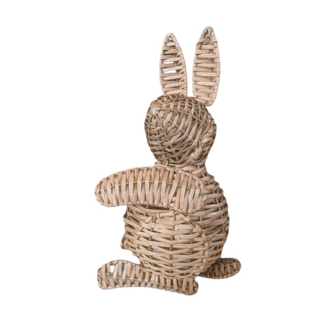 2020s Woven Wicker Rattan Easter Bunny Rabbit For Sale - Image 5 of 11