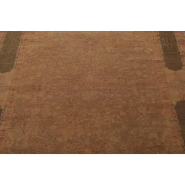 Brown Antique Kayseri Rug in an All Over Green Brown Floral Pattern For Sale - Image 8 of 11