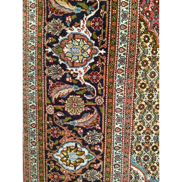 Antique Persian Tabriz Mahi Rug, Hand-Knotted Wool & Silk, Herati Geometric Pattern, Pomegranate Red & Tan, 7x10 For Sale - Image 17 of 18