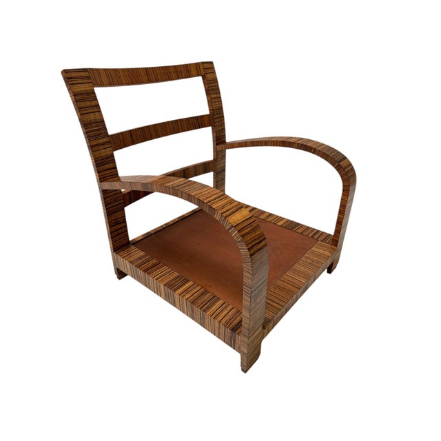 Vintage French Art Deco Lounge Chairs with Leather Cushions, 1930s, Set of 4 For Sale - Image 10 of 11