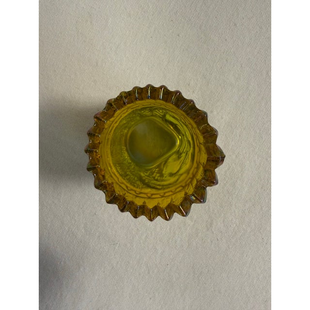 1960s 1960s Amber Carnival Glass Face Toothpick Holder | Figural Glass Crown Vase / Trinket Cup For Sale - Image 5 of 8