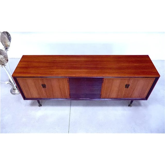 Mid-Century Modern Large Italian Sideboard with Brass Details, 1950s For Sale - Image 3 of 13