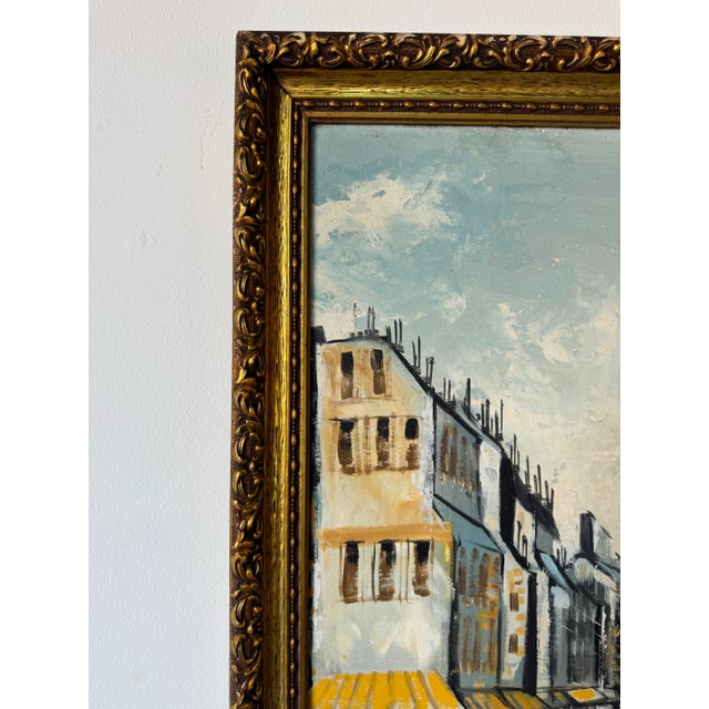 1960s 1960s Vintage Parisian Street Scene Impressionist Oil Painting on Board by Marron For Sale - Image 5 of 11