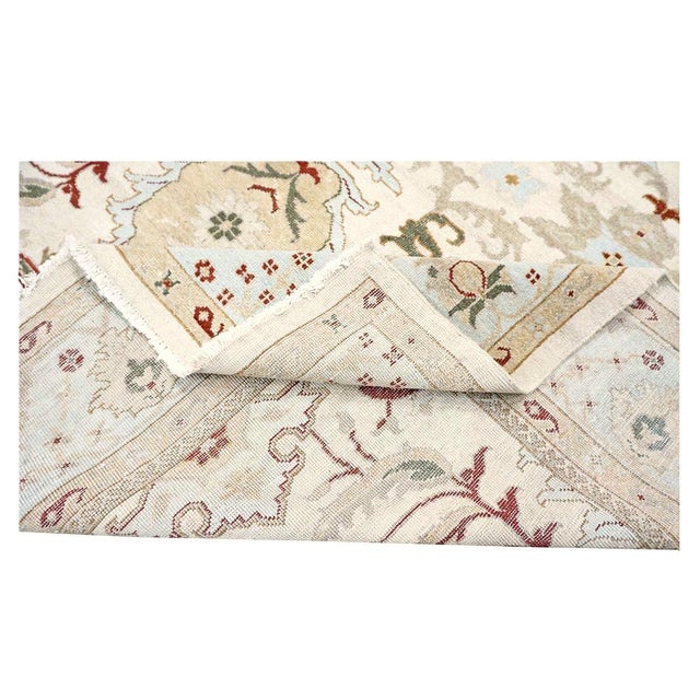 Afghan Sultanabad Masters Wool 8x9 Ivory, Light Blue & Rust Handmade Area Rug #9902705 For Sale - Image 9 of 9