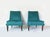 Particular pair of vintage armchairs with original beech structure and new teal-colored velvet upholstery. dimensions: l...