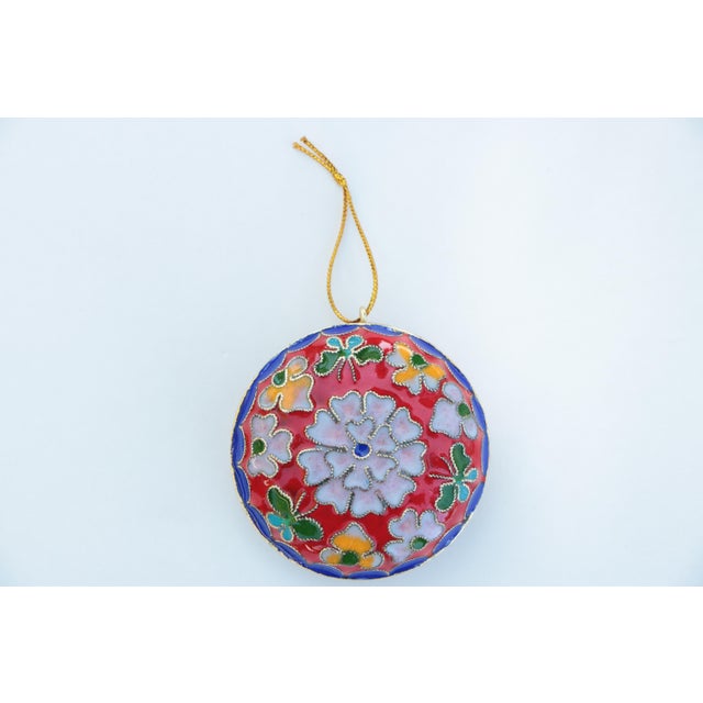 Champlevé Cloisonné Flower Christmas Ornaments, Set of 3 Chairish