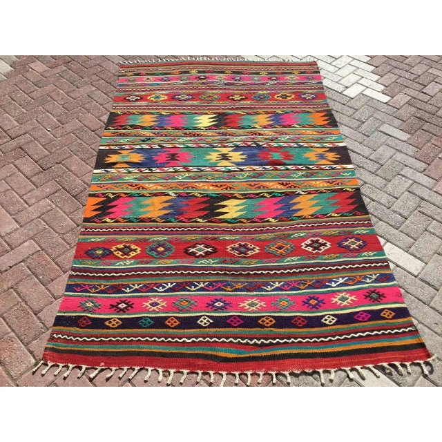 Vintage Colorful Kilim Rug - 60