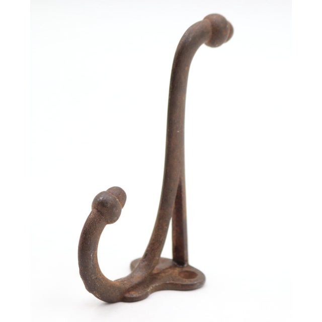 Vintage Cast Iron Double Arm Acorn Wall Hook For Sale - Image 4 of 5