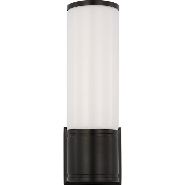 Halford 14" Bath Sconce in Bronze with White Glass Designer: Chapman & Myers Finish: Bronze Height: 13.5" Width: 4.5"...